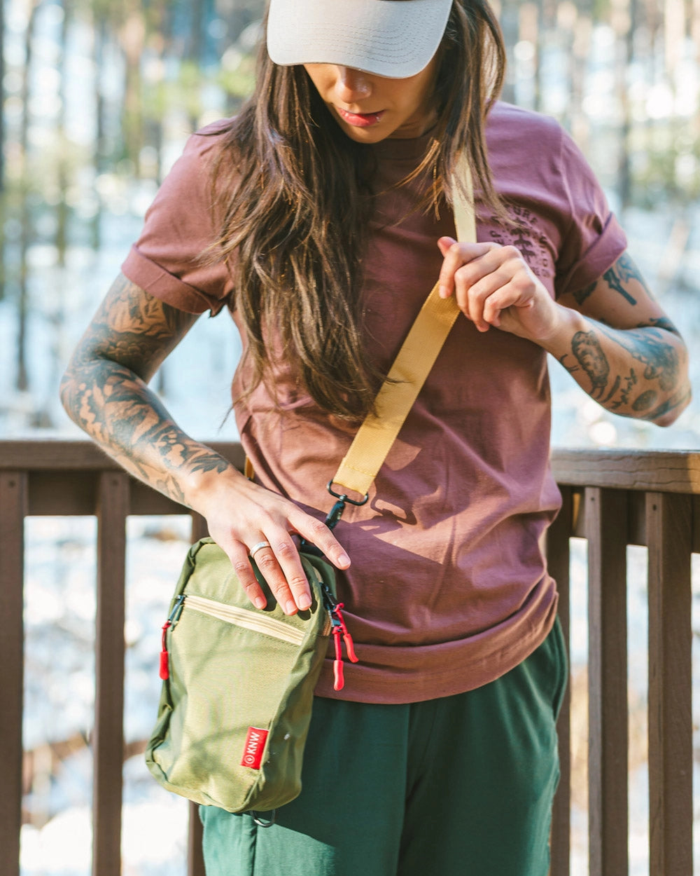 RECYCLED CROSSBODY BAG  Olive and Khaki